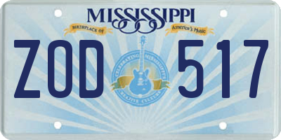 MS license plate ZOD517