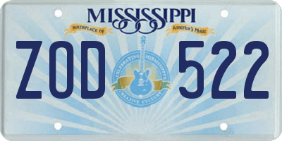 MS license plate ZOD522