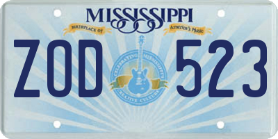 MS license plate ZOD523