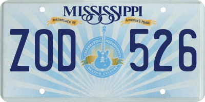 MS license plate ZOD526