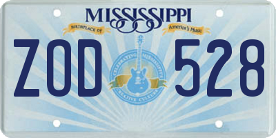 MS license plate ZOD528