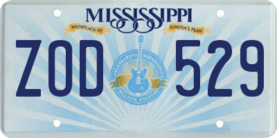 MS license plate ZOD529