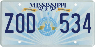 MS license plate ZOD534