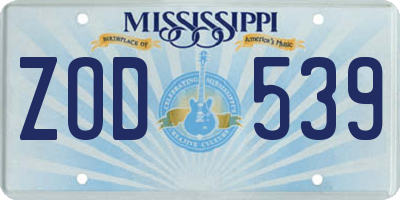 MS license plate ZOD539