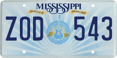 MS license plate ZOD543