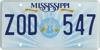 MS license plate ZOD547