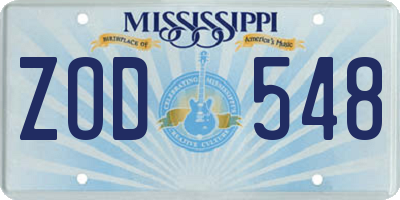 MS license plate ZOD548