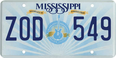 MS license plate ZOD549