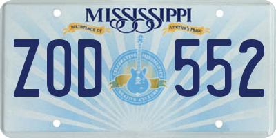 MS license plate ZOD552