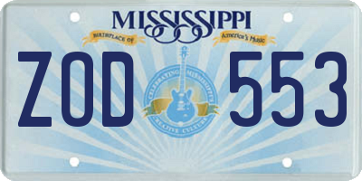 MS license plate ZOD553