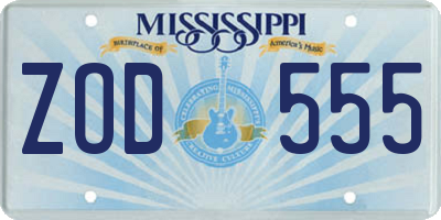 MS license plate ZOD555