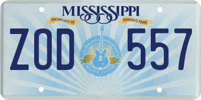 MS license plate ZOD557
