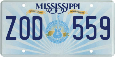 MS license plate ZOD559