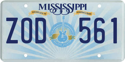 MS license plate ZOD561