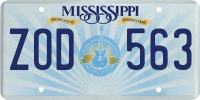 MS license plate ZOD563