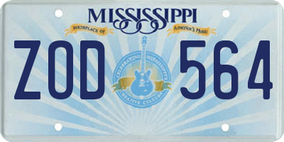 MS license plate ZOD564