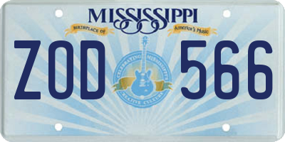 MS license plate ZOD566