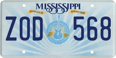 MS license plate ZOD568