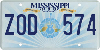 MS license plate ZOD574