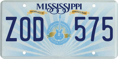 MS license plate ZOD575