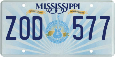 MS license plate ZOD577