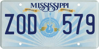 MS license plate ZOD579