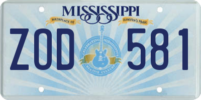 MS license plate ZOD581
