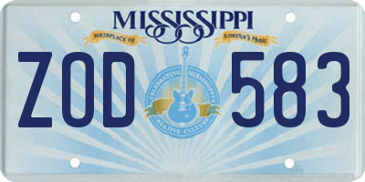 MS license plate ZOD583