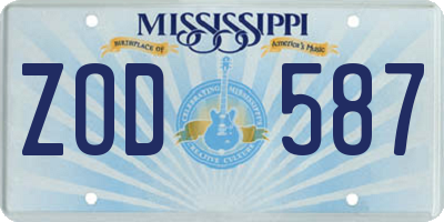 MS license plate ZOD587