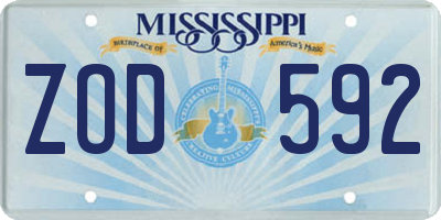MS license plate ZOD592
