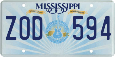 MS license plate ZOD594
