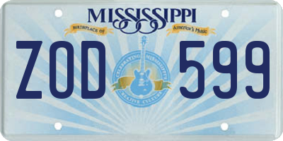 MS license plate ZOD599