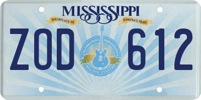 MS license plate ZOD612
