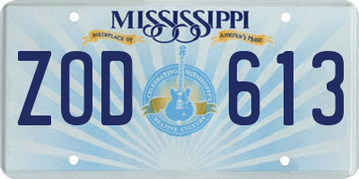 MS license plate ZOD613