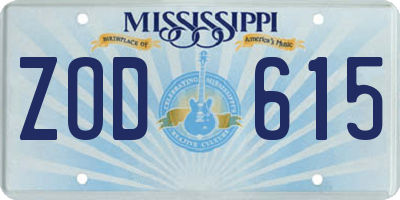 MS license plate ZOD615