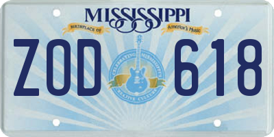 MS license plate ZOD618
