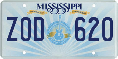 MS license plate ZOD620