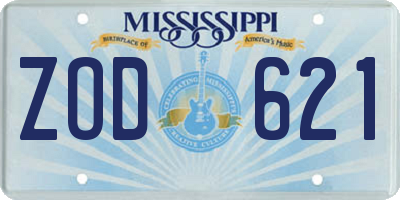 MS license plate ZOD621