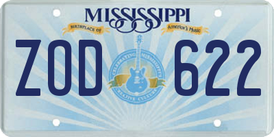 MS license plate ZOD622