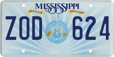 MS license plate ZOD624