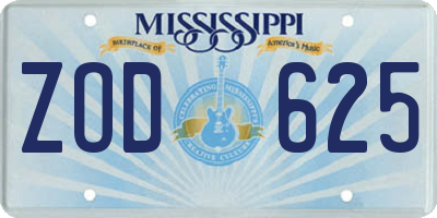 MS license plate ZOD625