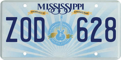 MS license plate ZOD628