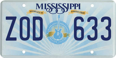 MS license plate ZOD633