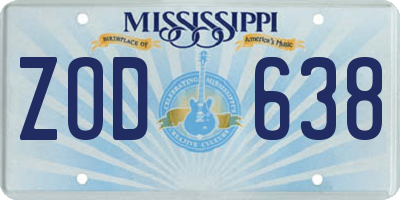 MS license plate ZOD638