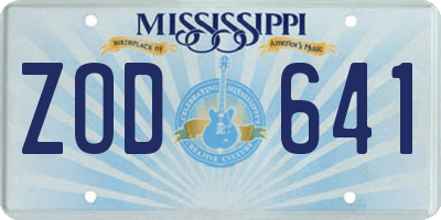 MS license plate ZOD641