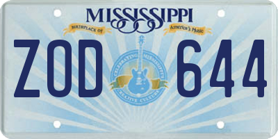 MS license plate ZOD644