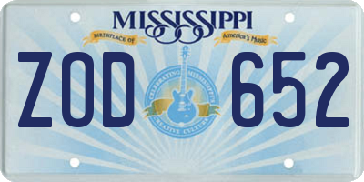 MS license plate ZOD652