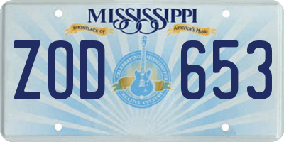 MS license plate ZOD653
