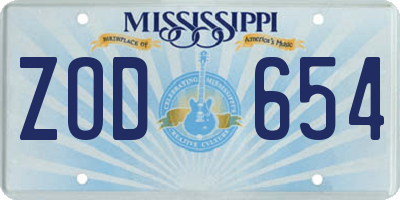 MS license plate ZOD654