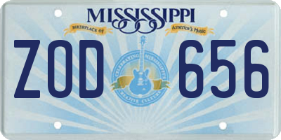 MS license plate ZOD656